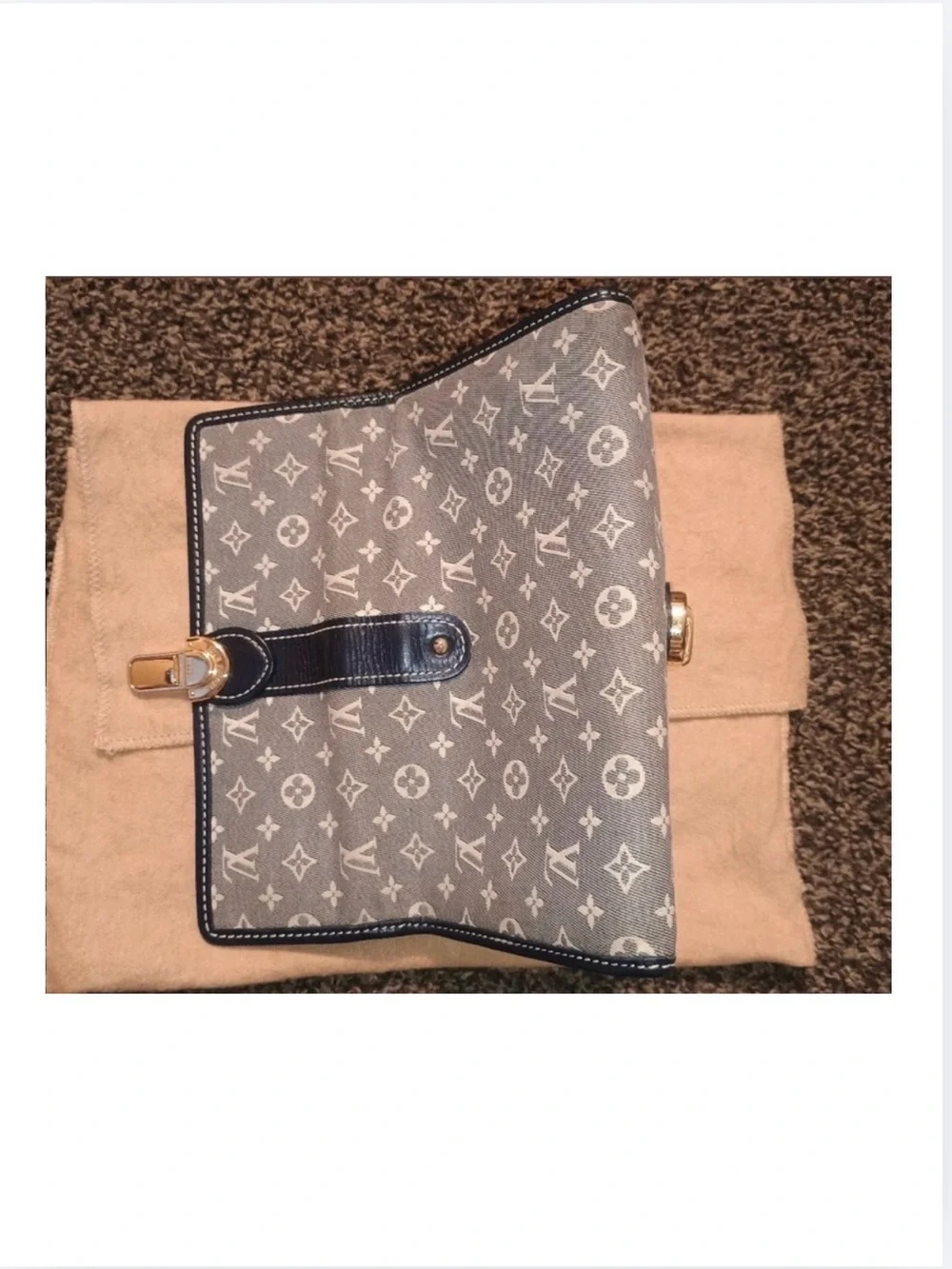 LOUIS VUITTON Mini Lin Monogram Clasp Wallet & Dust Bag, Authentic. EUC